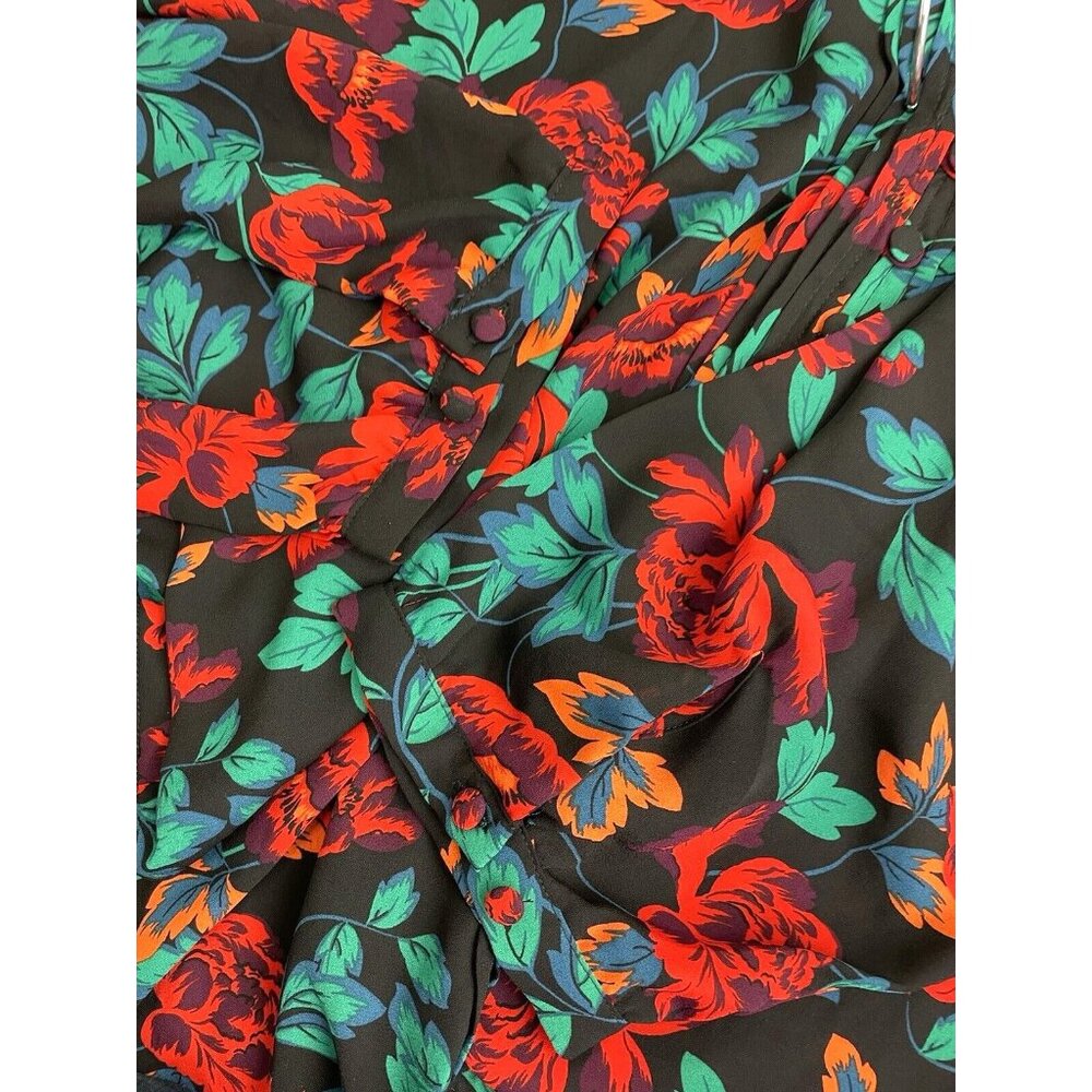 WOMEN'S TORRID GEORGETTE PINTUCK BUTTON-FRONT BLOUSE FLORAL SIZE 4 - Picture 11 of 16